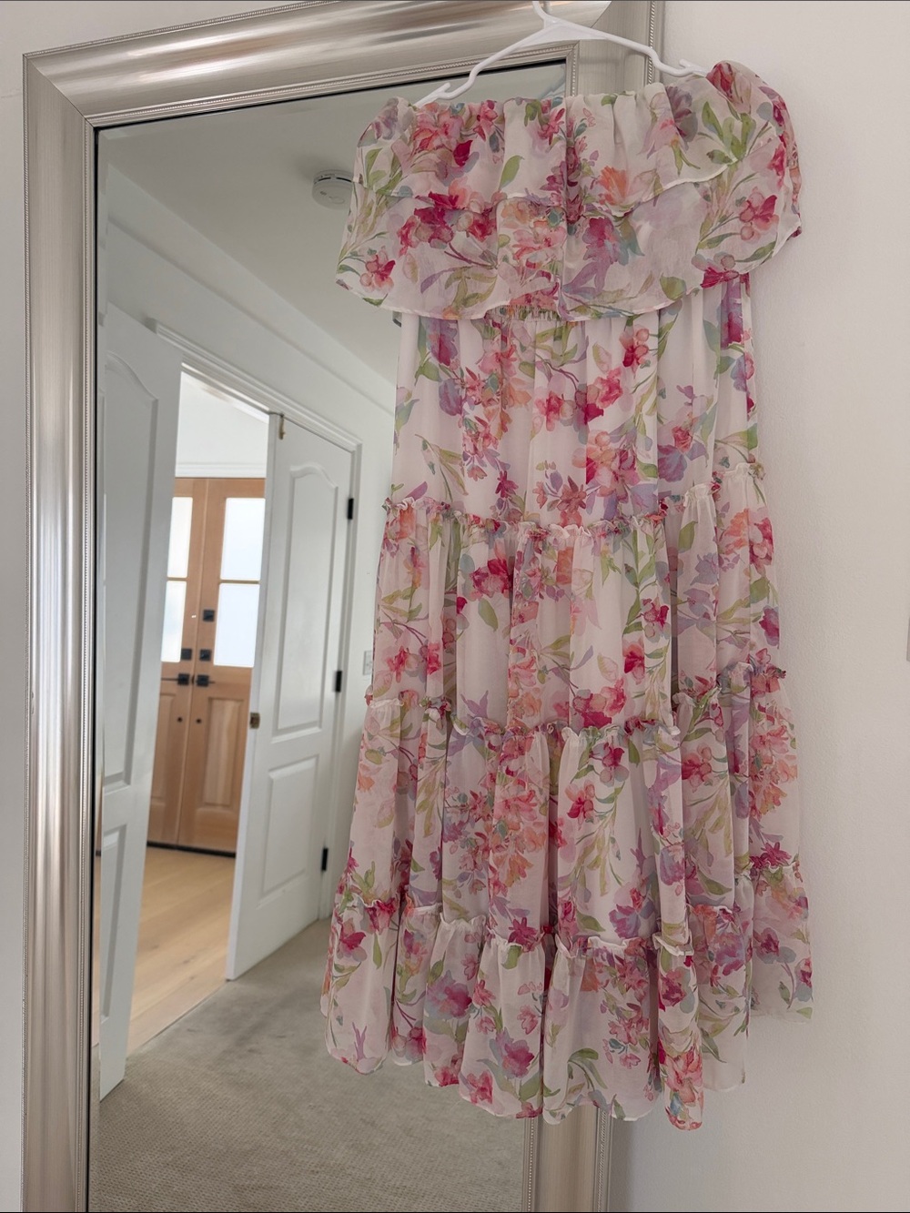 Off-Shoulder Floral Tiered Maxi Dress - Pink Floral
